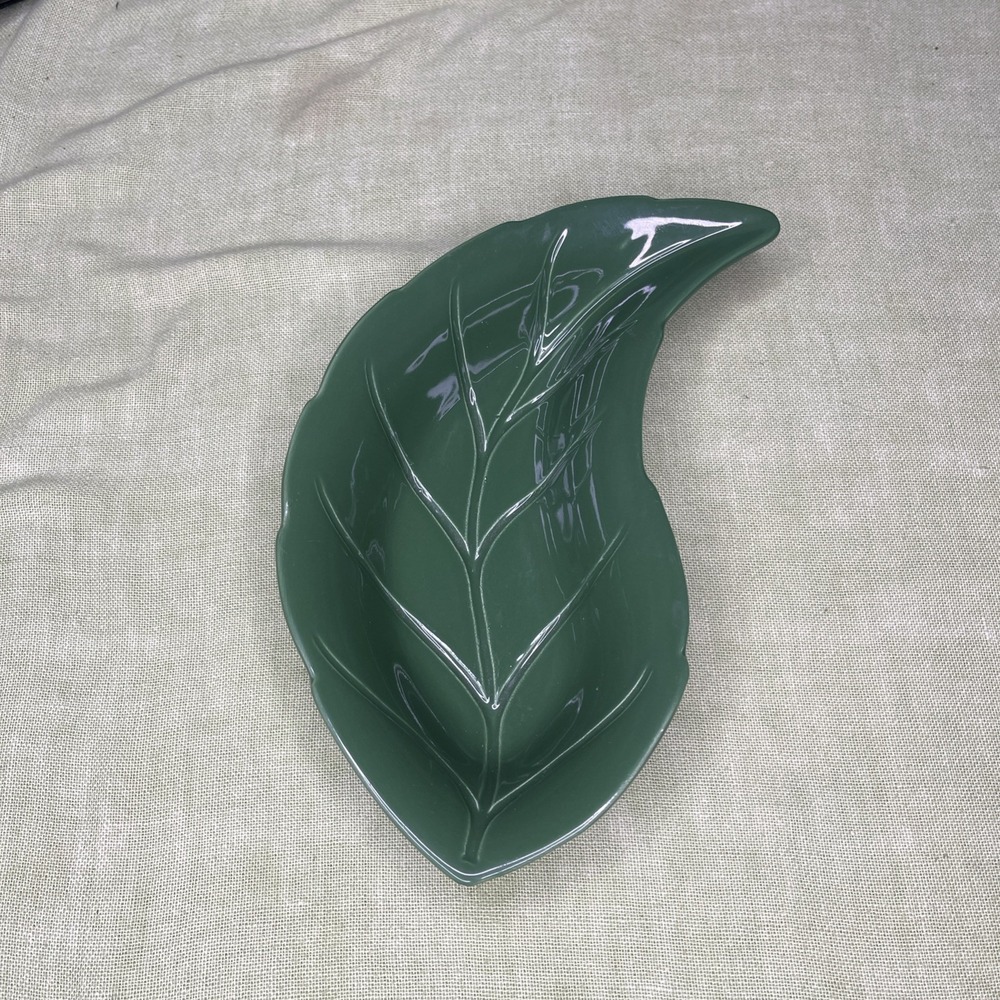 Harry And David Green Leaf Shape Snack Ceramic Bowl Made In Portugal